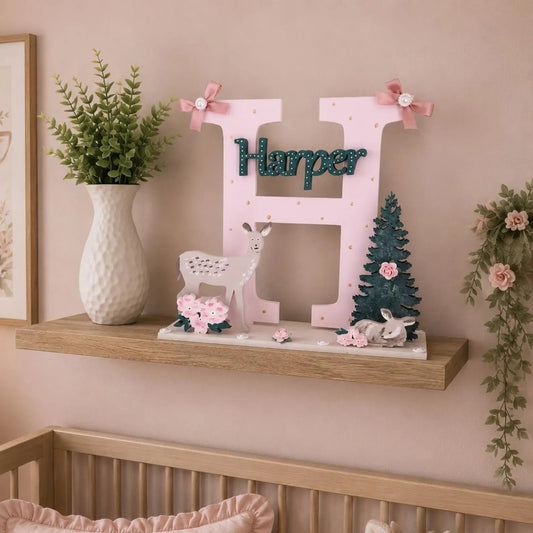 Wooden Nursery Letter 'Mummy & Baby Deer'