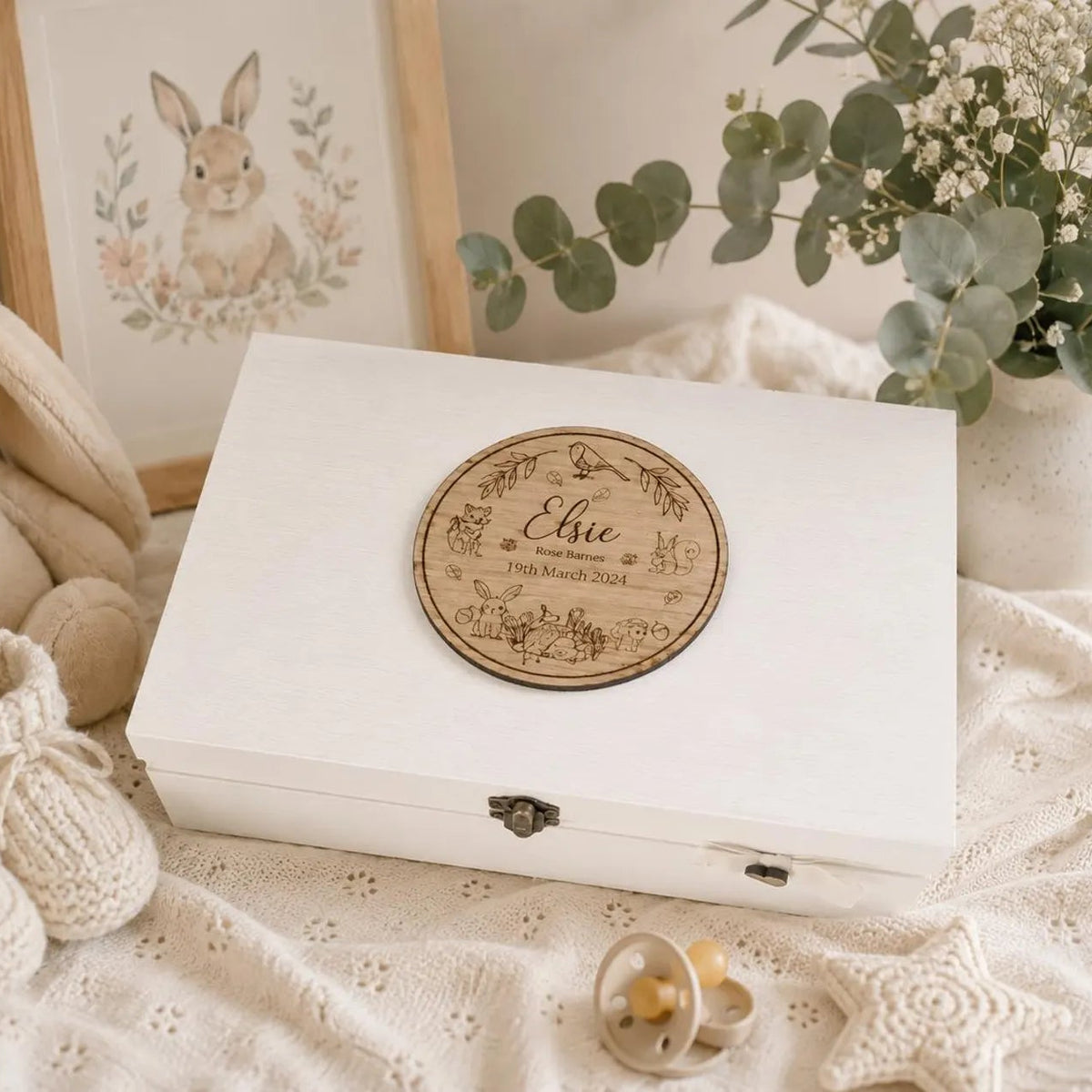 Neutral Baby Keepsake Box-Woodland Friends