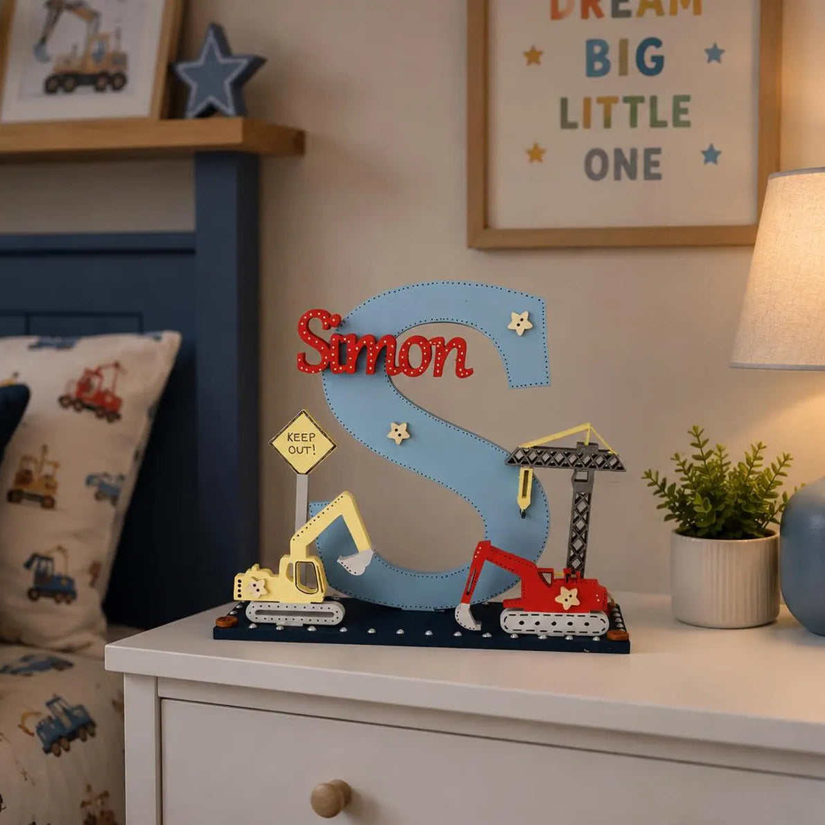 Wooden Nursery Letter 'On the Building Site'