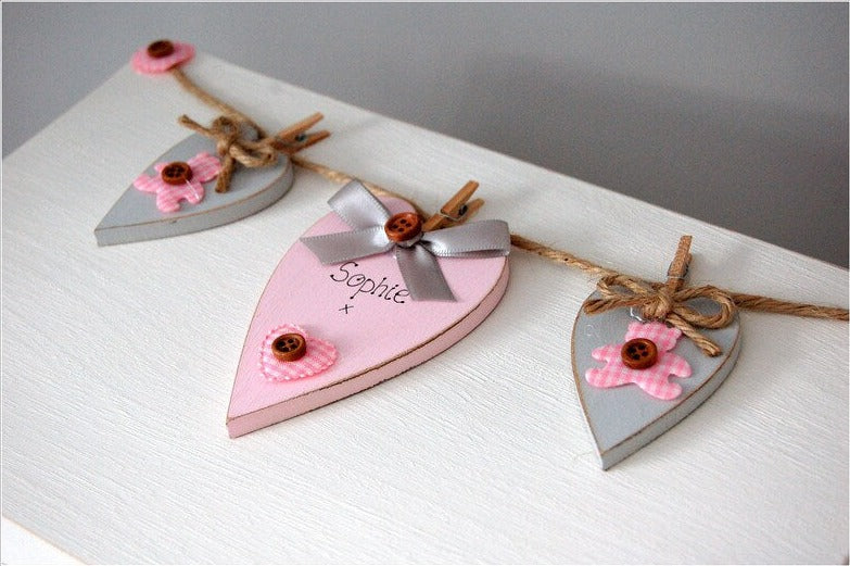 Baby Girl Memory Box 'Hearts'