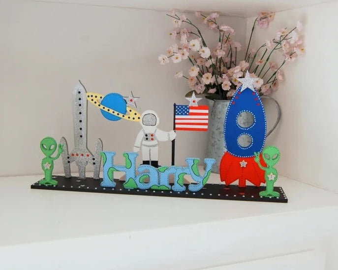 Personalised Fun Space Theme Childrens Bedroom Sign