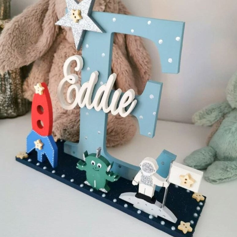 Wooden Nursery Letter 'Into Space'