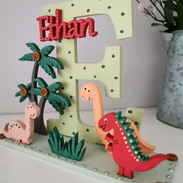 Dinosaur Themed Wooden Nursery/ Bedroom Letter for Children
