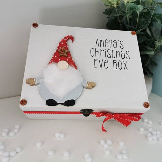 Personalised Wooden Christmas Eve Box with Gonk