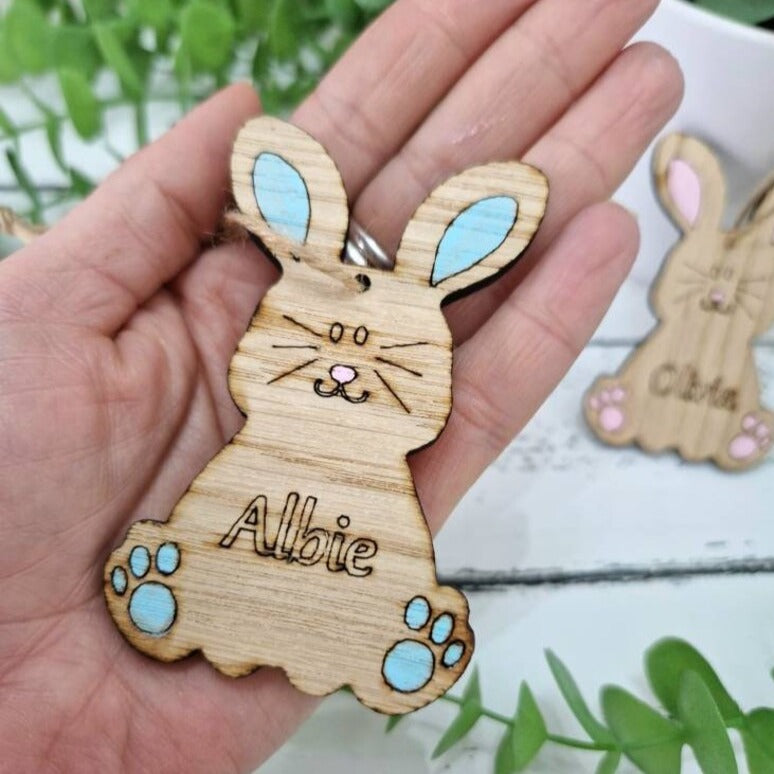 Personalised Rustic Wooden Bunny with engraved Name