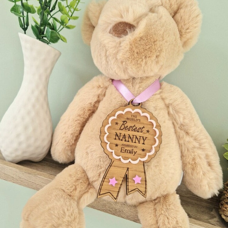 Bestest Nanny Rosette Award Trophy Engraved