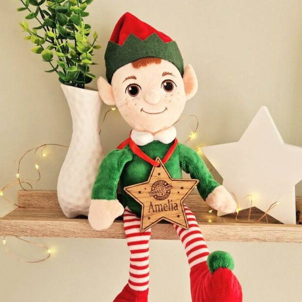 Cute Wooden Star with certified by santa nice list approved and personalised to any name