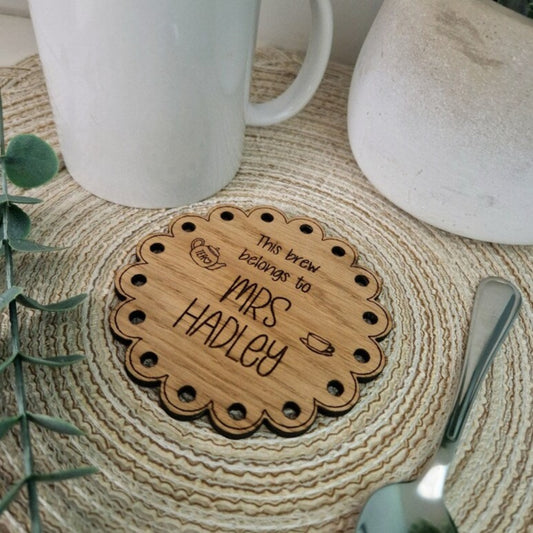 Personalised Wooden Drinks Coaster for Teacher