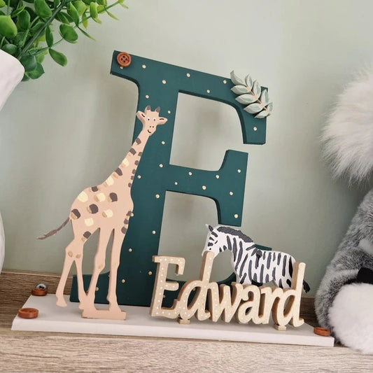 Wooden Nursery Letter 'Giraffe & Zebra'