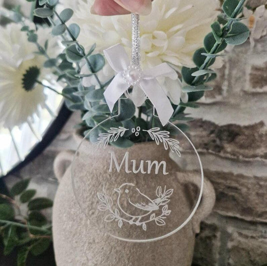 Personalised Robin Acrylic Christmas Bauble